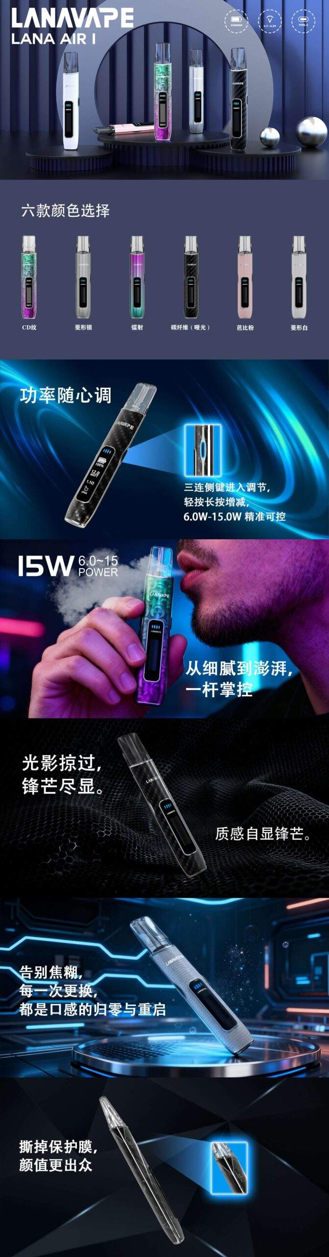 LANA AIR 1 主機 鐳射款：完美支援 RELX、SP2S 一代通用煙彈使用